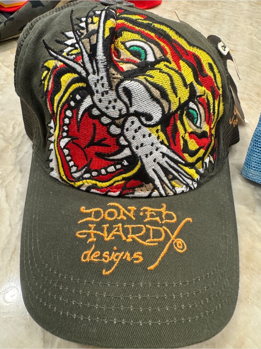 Don Ed Hardy Embroidered Tiger Trucker Hat - NWT Set of 2 - Picture 2 of 9